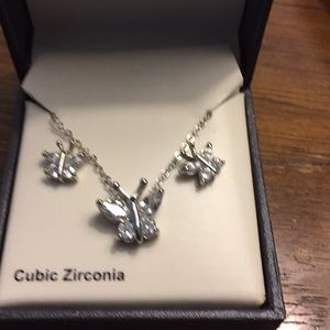 Butterfly necklace with matching earrings set